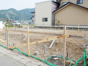 給排水工事が終わって基礎工事の準備が整いました。